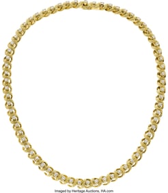 55211: Diamond, Gold Necklace Stones: Full-cut diamond