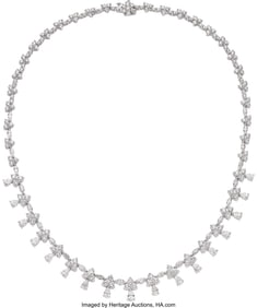 55215: Diamond, Platinum Necklace Stones: Pear-shaped