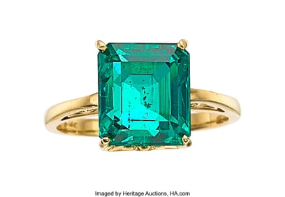 55222: Colombian Emerald, Gold Ring Stones: Octagonal-