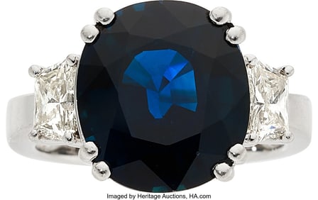 55224: Sapphire, Diamond, Platinum Ring Stones: Oval-s