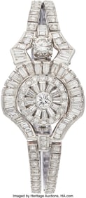 55240: Swiss Diamond, Platinum Covered Dial Watch Cas