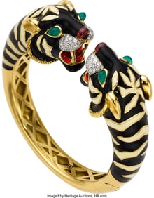 55243: Chrysoprase, Diamond, Enamel, Gold Bracelet St