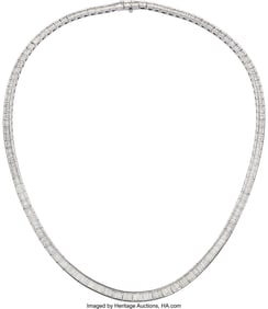 55246: Diamond, Platinum Necklace Stones: Baguette-sh
