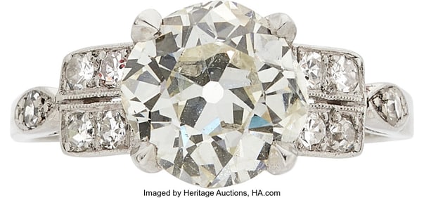 55258: C.D. Peacock Art Deco Diamond, Platinum Ring St