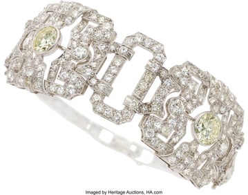 55262: Art Deco Diamond, Platinum, White Gold Bracelet