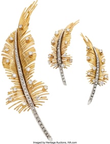 55268: Diamond, Platinum, Gold Jewelry Suite Stones: F