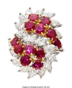 55271: Ruby, Diamond, Platinum, Gold Ring Stones: Roun