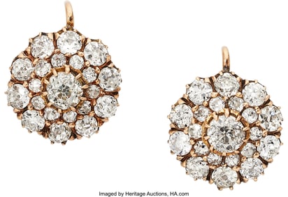 55278: Diamond, Gold Earrings Stones: European and min