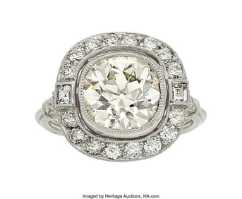 55281: Diamond, Platinum Ring Stones: European-cut dia