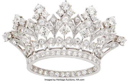 55282: Diamond, Platinum, Gold Brooch Stones: European