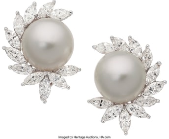 55285: South Sea Cultured Pearl, Diamond, Platinum, Wh