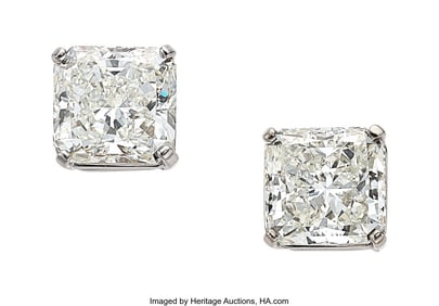 55292: Diamond, White Gold Earrings Stones: Square-cut