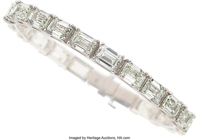 55294: Diamond, White Gold Bracelet Stones: Emerald-cu