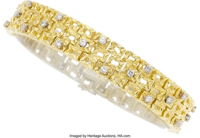 55309: Diamond, Gold Bracelet Stones: Full-cut diamond