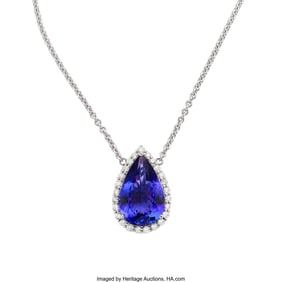 55326: Tanzanite, Diamond, White Gold Necklace Stones: