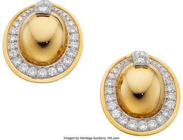 55331: David Webb, Diamond, Platinum, Gold Earrings St
