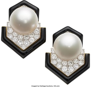 55334: David Webb South Sea Cultured Pearl, Diamond, E