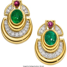 55337: David Webb Emerald, Ruby, Diamond, Platinum, Go