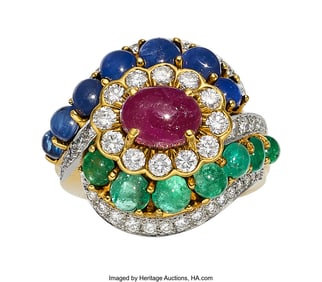 55338: David Webb Ruby, Emerald, Sapphire, Platinum, G