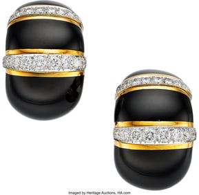 55341: David Webb Diamond, Enamel, Platinum, Gold Earr