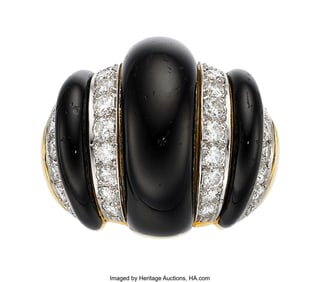 55342: David Webb Diamond, Enamel, Platinum, Gold Ring