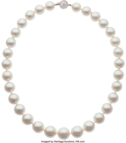 55344: South Sea Cultured Pearl, Diamond, White Gold N