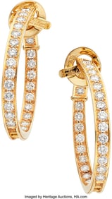 55353: Van Cleef & Arpels Diamond, Gold Earrings, Fren