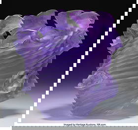 Daum Frères Arum Vase, post-1945 Ultraviolet P: Daum Frères Arum Vase, post-1945 Ultraviolet Pâte de Verre glass 8-1/4 inches (21.0 cm) Marks: Daum, France, 86 Property from a Beverly Hills