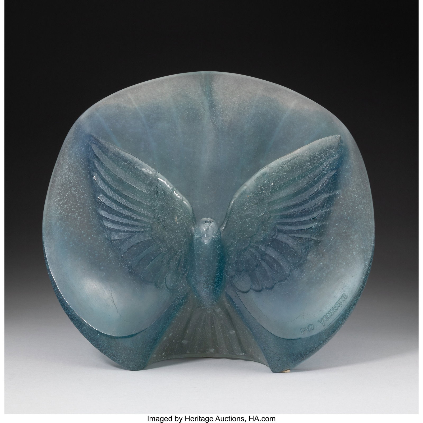 Peter Yenawine for Daum La Colombe, 1983 Blue p: Peter Yenawine for Daum La Colombe, 1983 Blue pa?te de verre 9-7/8 inches (25 cm) Ed. 10/200 Marks: PW YENAWINE, 10/200, DAUM, FRANCE Propert