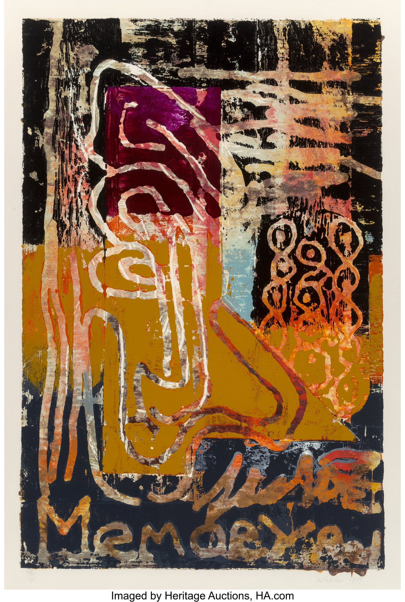 John Walker (b. 1939) Memory 5, 1989 Screenprint: John Walker (b. 1939) Memory 5, 1989 Screenprint in colors with woodcut details on wove paper 46 x 30 inches (116.8 x 76.2 cm) (image) Ed&perio