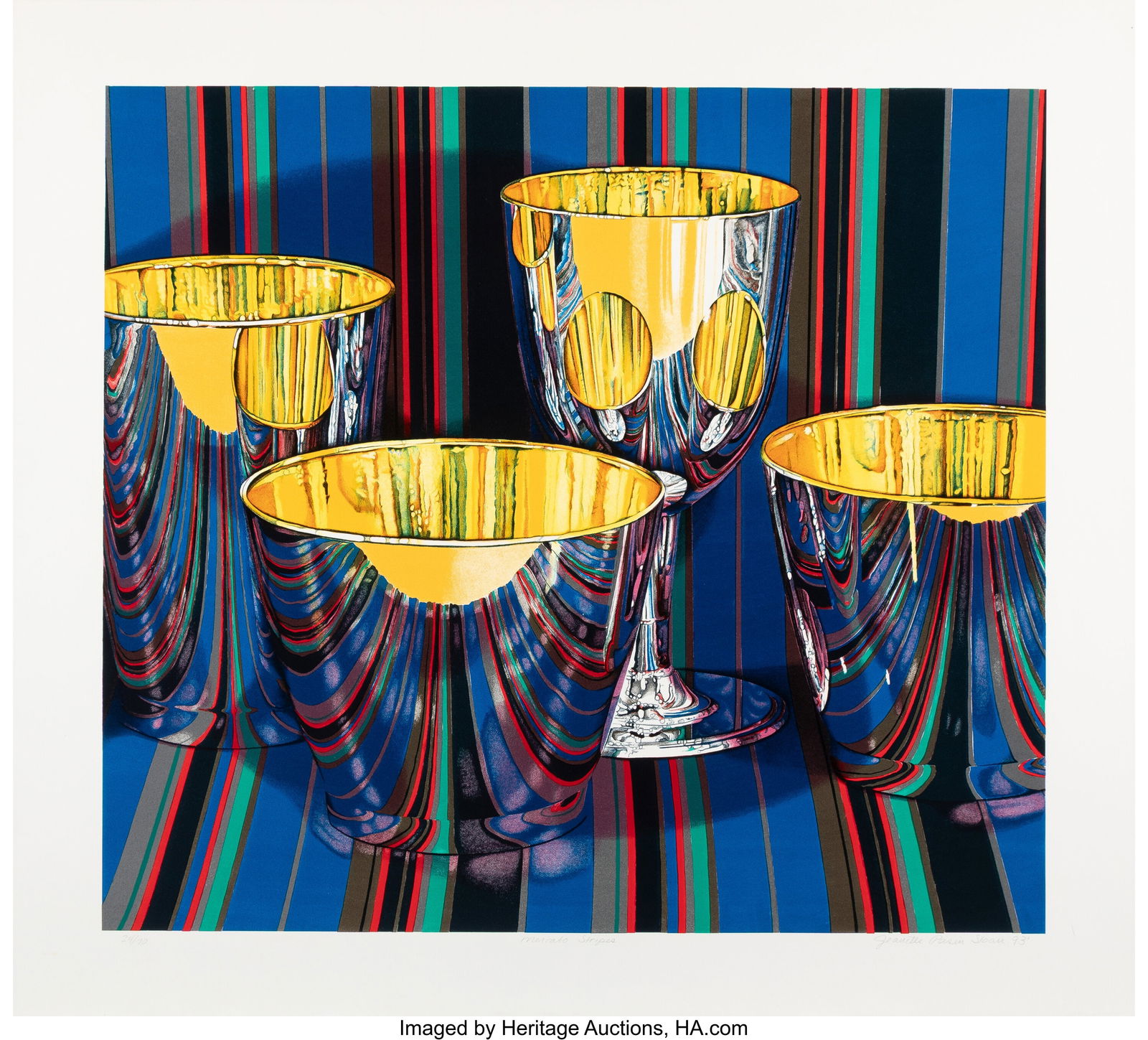Jeanette Pasin Sloan (b. 1946) Mercato Stripes,: Jeanette Pasin Sloan (b. 1946) Mercato Stripes, 1993 Lithograph in colors on wove paper 36 x 39-3/4 inches (91.4 x 101.0 cm) (sheet) Ed&per
