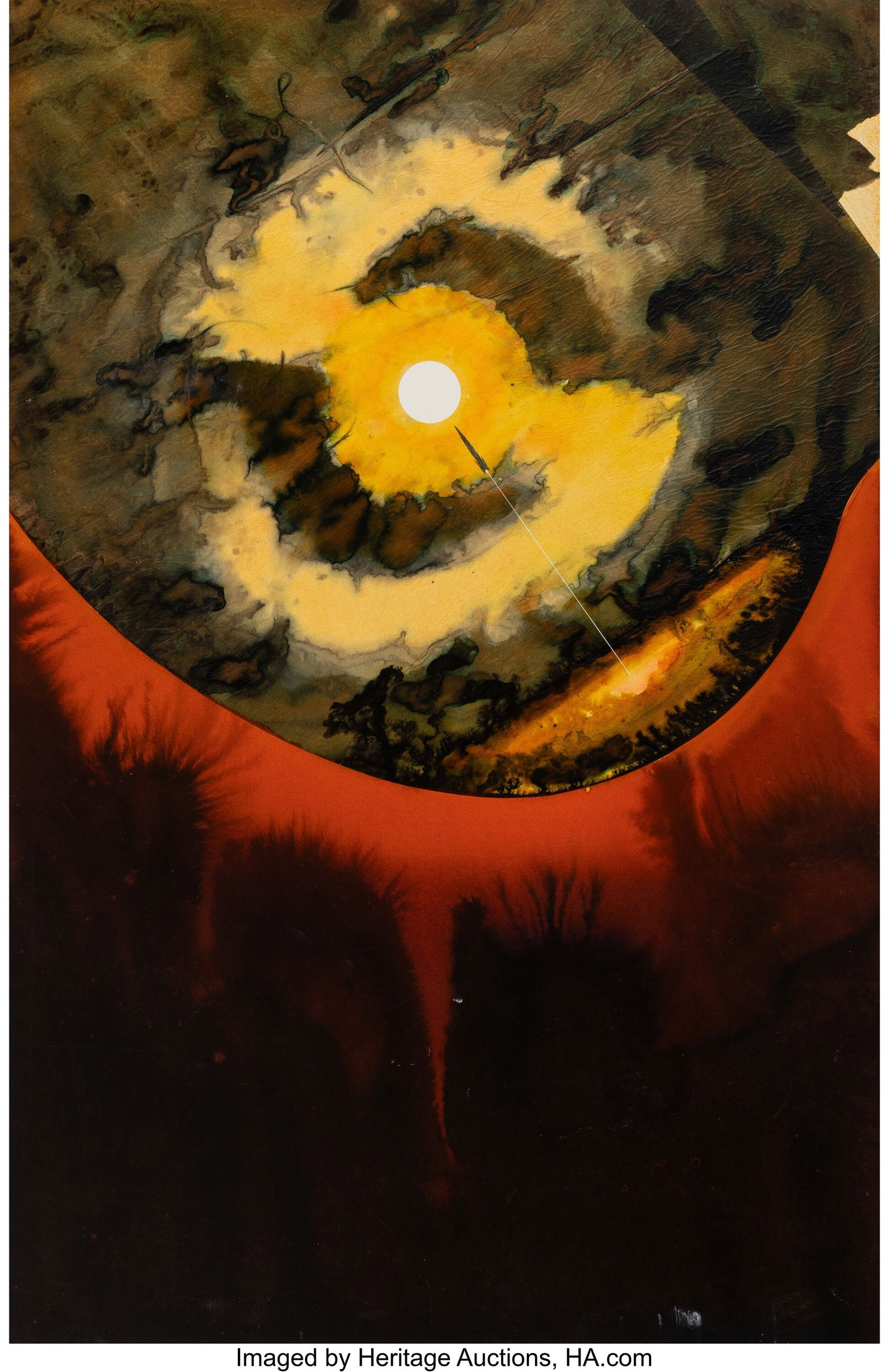 American Artist (20th Century) Galaxies Like Gra: American Artist (20th Century) Galaxies Like Grains of Sand paperback cover, 1971 Watercolor on board with collage 29 x 19 inches (73.7 x 48.3 cm) (sight&r