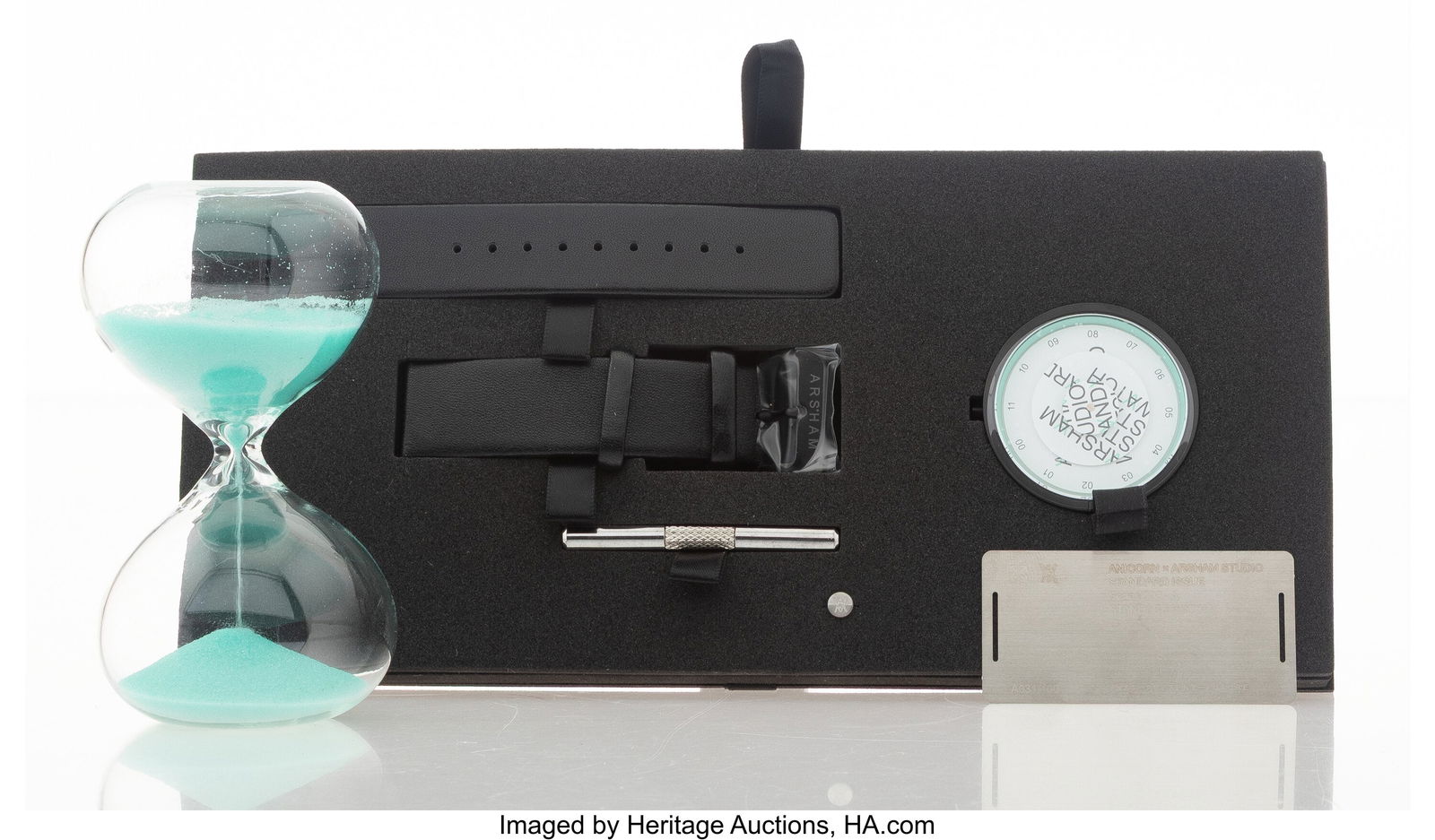 Daniel Arsham (b. 1980) Standard Watch, 2018 Mec: Daniel Arsham (b. 1980) Standard Watch, 2018 Mechanical timepiece with leather 9-1/4 x 0-1/2 inches (23.4 x 1.3 cm) (watch) Ed.