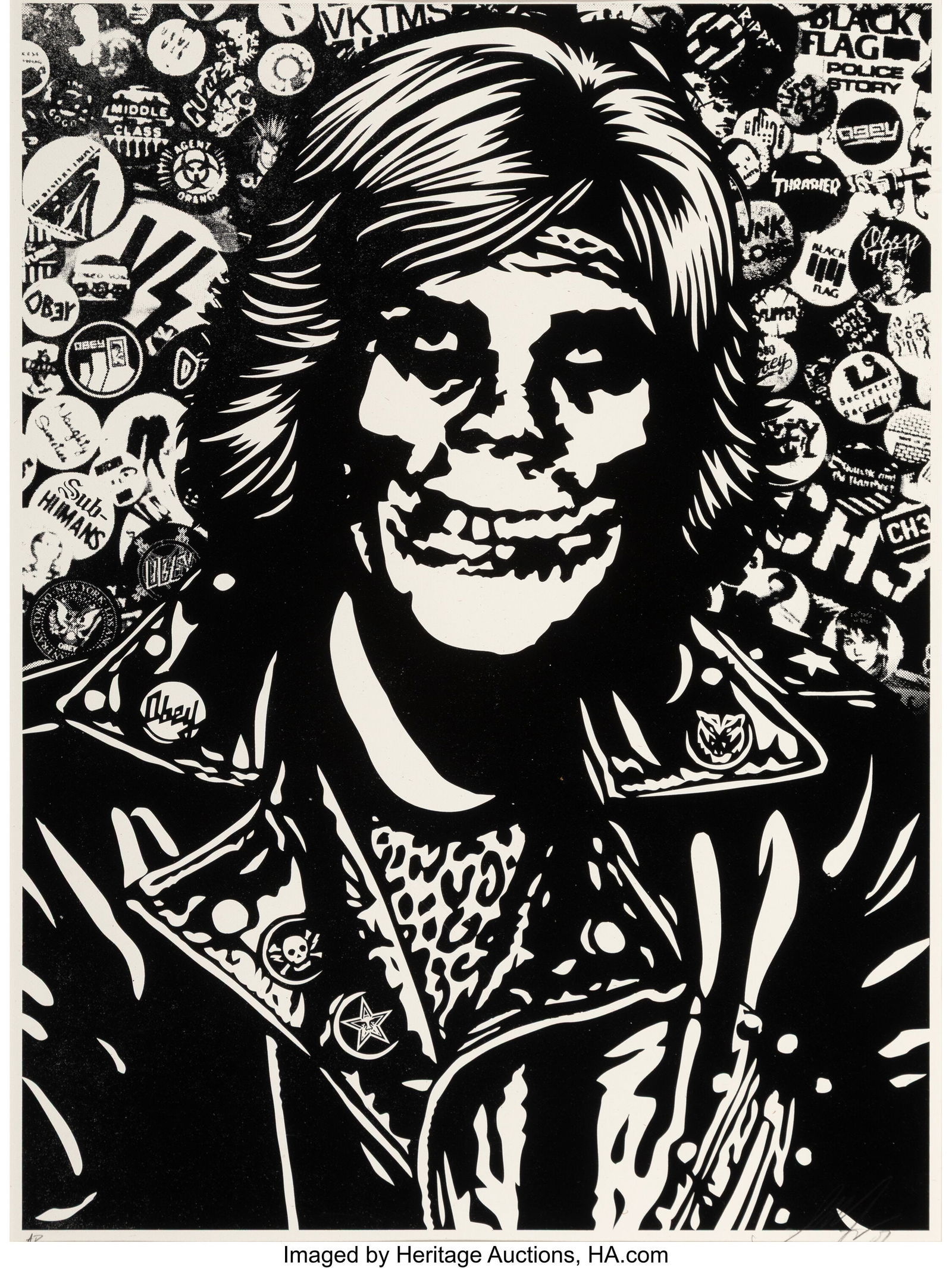 Shepard Fairey (b. 1970) Fiend Rocker (Black), 2: Shepard Fairey (b. 1970) Fiend Rocker (Black), 2007 Screenprint in Cream Speckletone paper 24 x 18 inches (61.0 x 45.7 cm) (sheet) A&