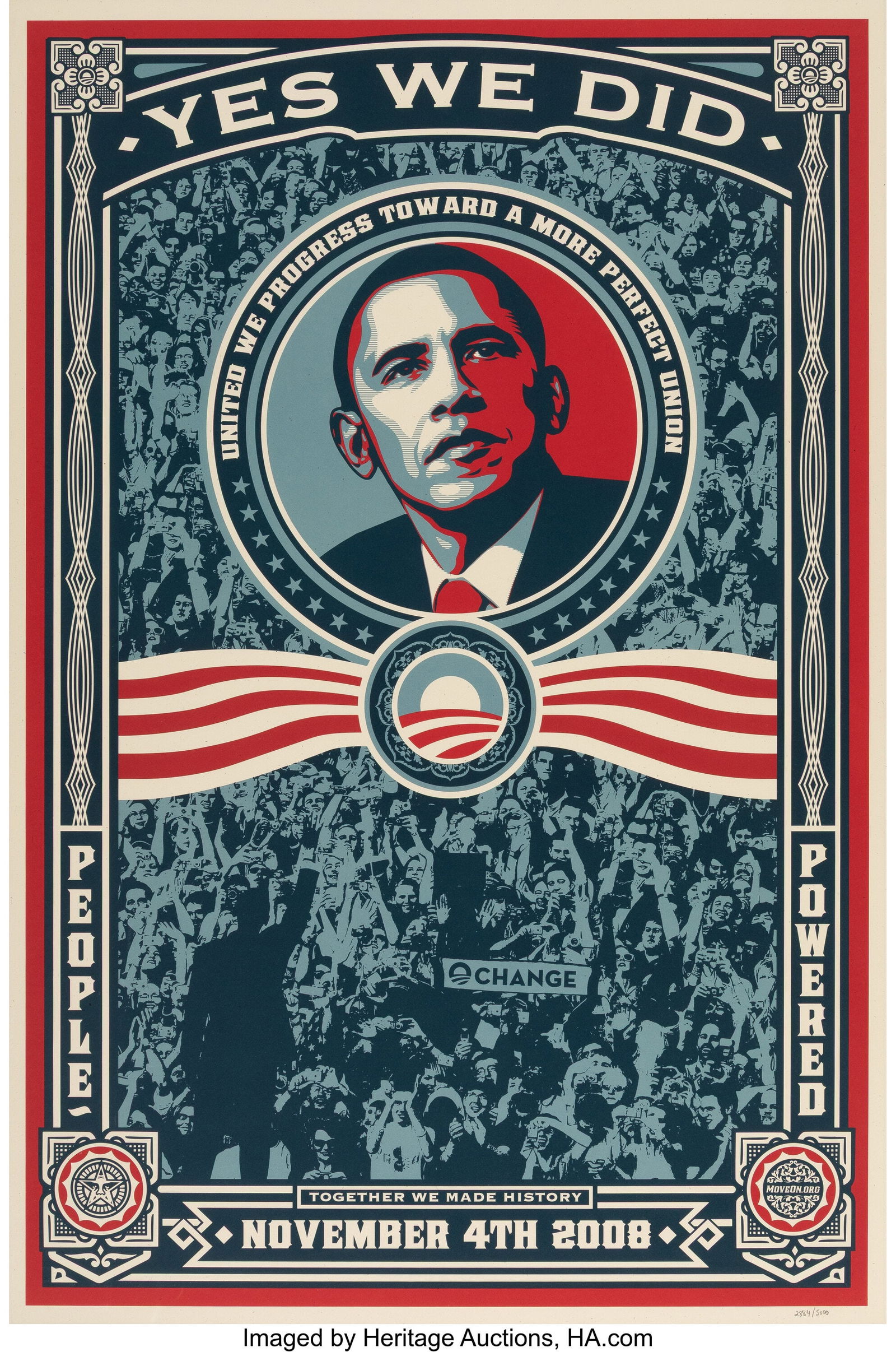 Shepard Fairey (b. 1970) Yes We Did, 2008 Offset: Shepard Fairey (b. 1970) Yes We Did, 2008 Offset lithograph in colors on wove paper 36 x 24 inches (91.4 x 61.0 cm) (sheet) Ed. 2884&sol