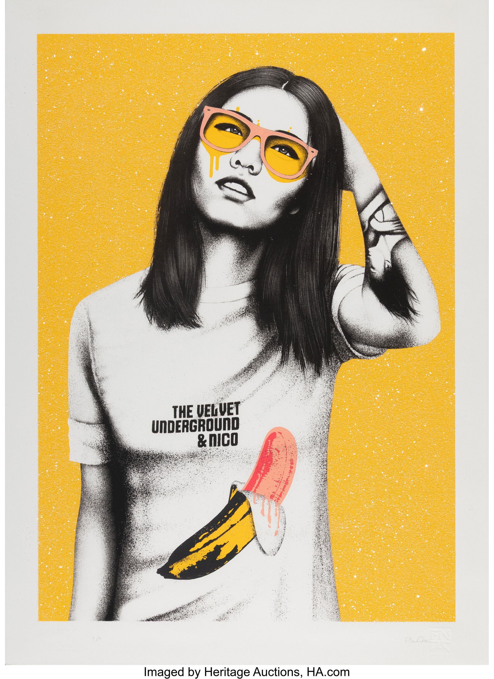 Fin Dac (20th Century) Velveteen (Slowly HF), 20: Fin Dac (20th Century) Velveteen (Slowly HF), 2020 Screenprint in colors with hand-embellishments on Somerset Satin paper 30-3/8 x 22 inches (77 x 56 cm) (