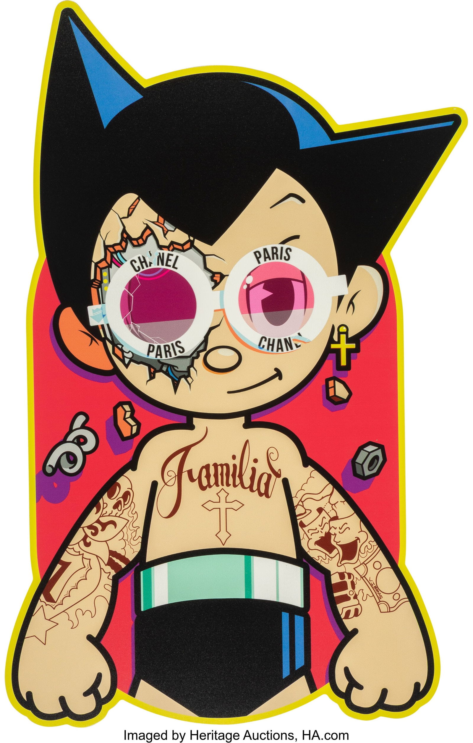 Matt Gondek X J Balvin Mighty Vibras, 2018 Offse: Matt Gondek X J Balvin Mighty Vibras, 2018 Offset lithograph in colors on panel 23 x 14 inches (58.4 x 35.6 cm) Ed. 154/300 Signed and numbered in ink on the r