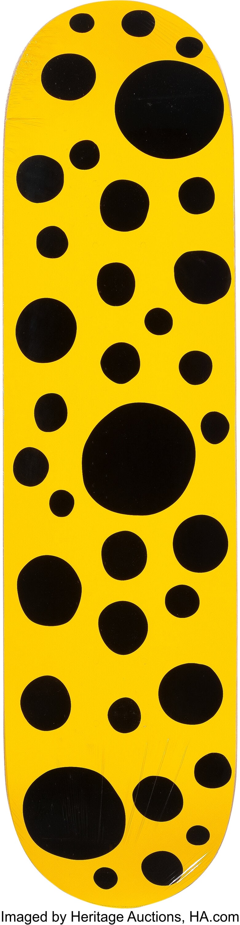 Yayoi Kusama X MoMA Dots Obsession (Yellow), 201: Yayoi Kusama X MoMA Dots Obsession (Yellow), 2018 Offset lithograph in colors on skate deck 32 x 8 inches (81.3 x 20.3 cm) Produced by The Museum of Modern Art&