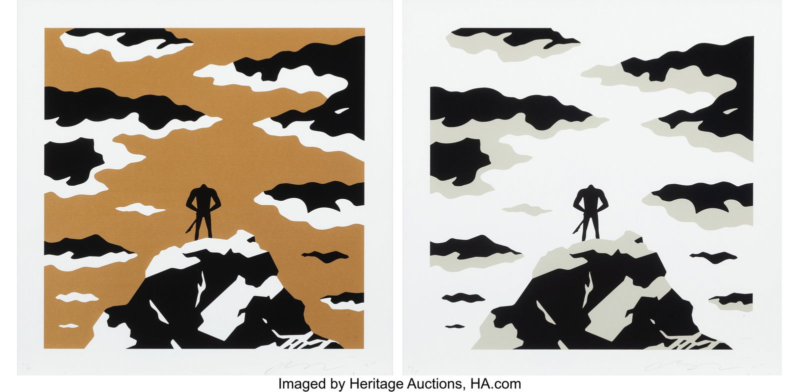 Cleon Peterson (b. 1973) The Wanderer (diptych),: Cleon Peterson (b. 1973) The Wanderer (diptych), 2025 Screenprints in colors on Coventry Rag paper 20 x 20 inches (50.8 x 50.8 cm) (sheet&