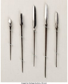 40011: Lot of Five Small Japanese Yanone (Yajiri). Th