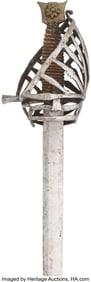 40023: Schiavona Baskethilt Sword, 17th Century. Meas