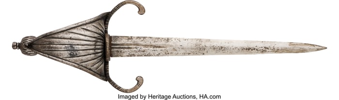 40025: Clamshell Main Gauche Dagger. Approximately 1