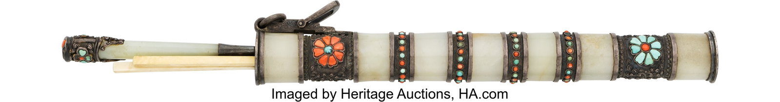 Mongolian Short Sword, Ching Dynasty. Measures: Mongolian Short Sword, Ching Dynasty. Measures approximately 16 1/2-inches overall with a 9-inch single-edged blade of straight, tapering form, more reminiscent of a short