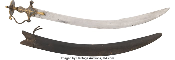 40033: Indo-Persian Tulwar with Koftgari Gold-Inlaid Hi