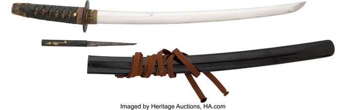 40036: Late Edo Mino-Den Wakizashi Attributed to the Ai