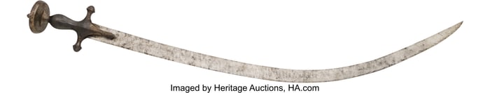 40037: Indo-Persian Tulwar. Measuring 33 1/4-inches