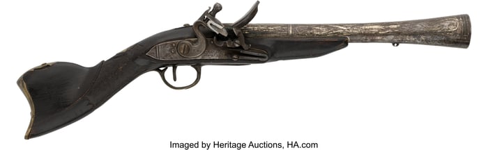 40045: Carved and Engraved Flintlock Blunderbuss. Uns