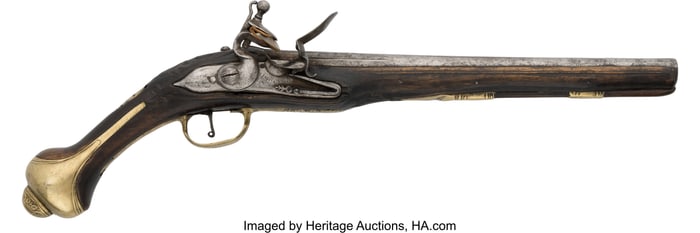 40046: Carved and Engraved French Flintlock Pistol. U