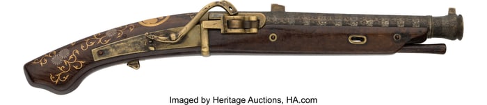 40048: Large Tanegashima Japanese Matchlock Pistol. O