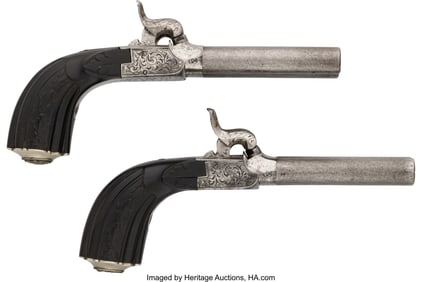 40049: Pair of Liege Marked Percussion Double Barrel Pi